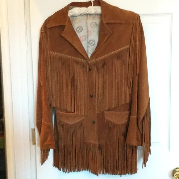 🤠Vintage Western brown suede leather fringe jacket!! Authentic and beautiful! - Picture 1 of 9